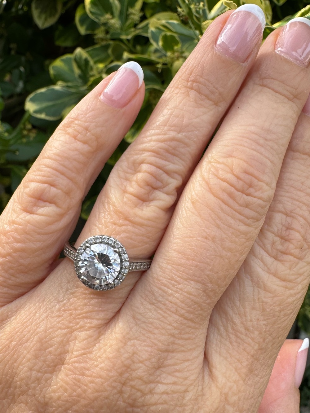 Silver CZ Halo Ring Hallmarked 925 size 8